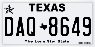 TX license plate DAQ8649