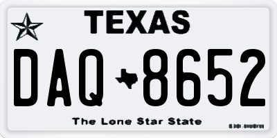 TX license plate DAQ8652