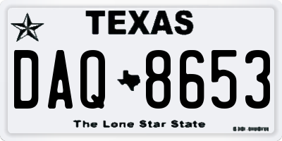 TX license plate DAQ8653