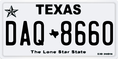 TX license plate DAQ8660