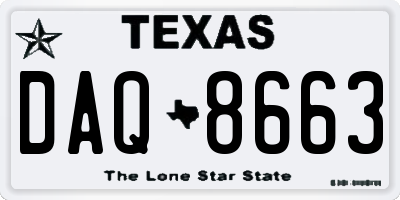 TX license plate DAQ8663