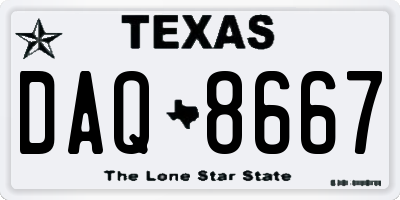 TX license plate DAQ8667
