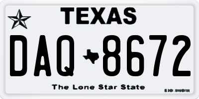TX license plate DAQ8672