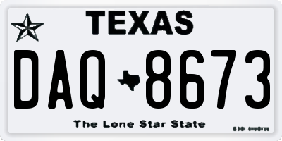 TX license plate DAQ8673