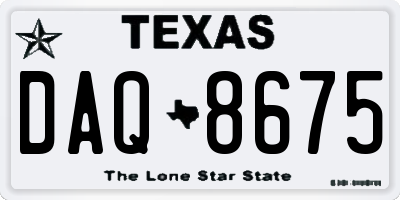 TX license plate DAQ8675