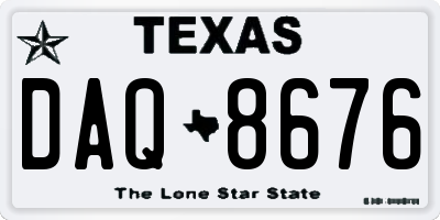 TX license plate DAQ8676