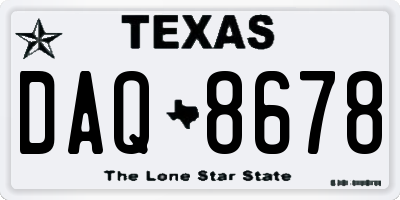 TX license plate DAQ8678