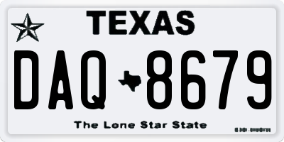 TX license plate DAQ8679