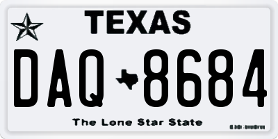 TX license plate DAQ8684