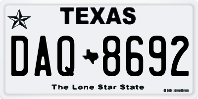 TX license plate DAQ8692