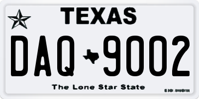 TX license plate DAQ9002