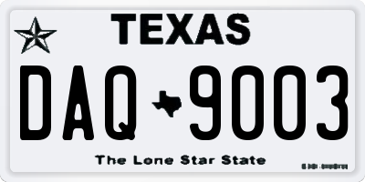 TX license plate DAQ9003