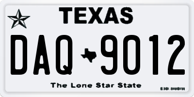 TX license plate DAQ9012