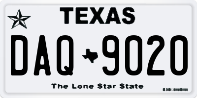 TX license plate DAQ9020
