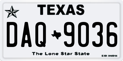 TX license plate DAQ9036