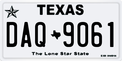 TX license plate DAQ9061