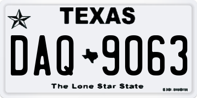 TX license plate DAQ9063