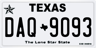 TX license plate DAQ9093