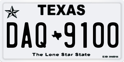 TX license plate DAQ9100