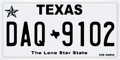TX license plate DAQ9102