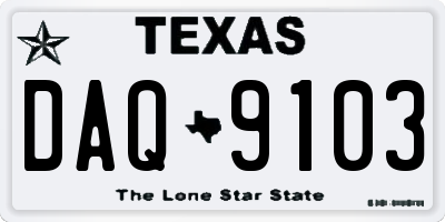 TX license plate DAQ9103