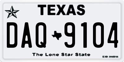 TX license plate DAQ9104