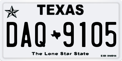 TX license plate DAQ9105