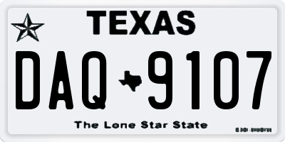 TX license plate DAQ9107