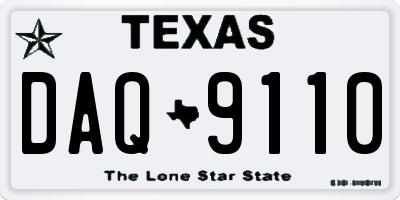 TX license plate DAQ9110