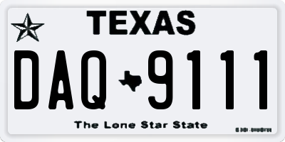 TX license plate DAQ9111