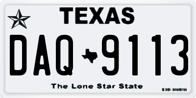 TX license plate DAQ9113