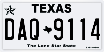 TX license plate DAQ9114
