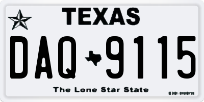 TX license plate DAQ9115