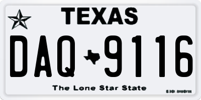TX license plate DAQ9116