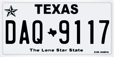 TX license plate DAQ9117