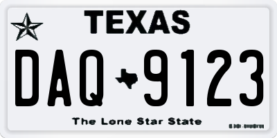 TX license plate DAQ9123