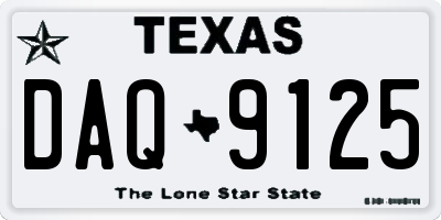 TX license plate DAQ9125