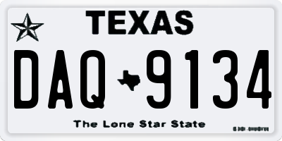 TX license plate DAQ9134