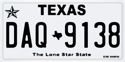 TX license plate DAQ9138