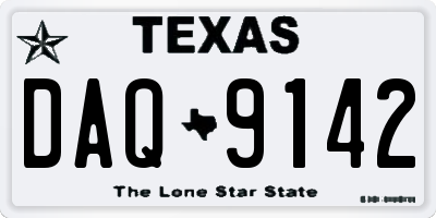 TX license plate DAQ9142