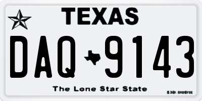 TX license plate DAQ9143
