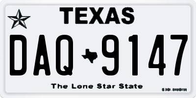 TX license plate DAQ9147