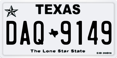 TX license plate DAQ9149