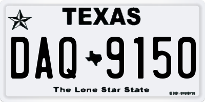 TX license plate DAQ9150