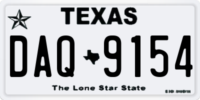 TX license plate DAQ9154