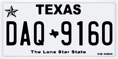 TX license plate DAQ9160