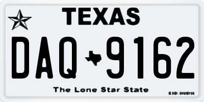 TX license plate DAQ9162