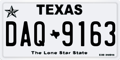 TX license plate DAQ9163