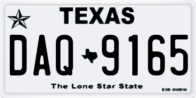TX license plate DAQ9165