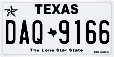 TX license plate DAQ9166